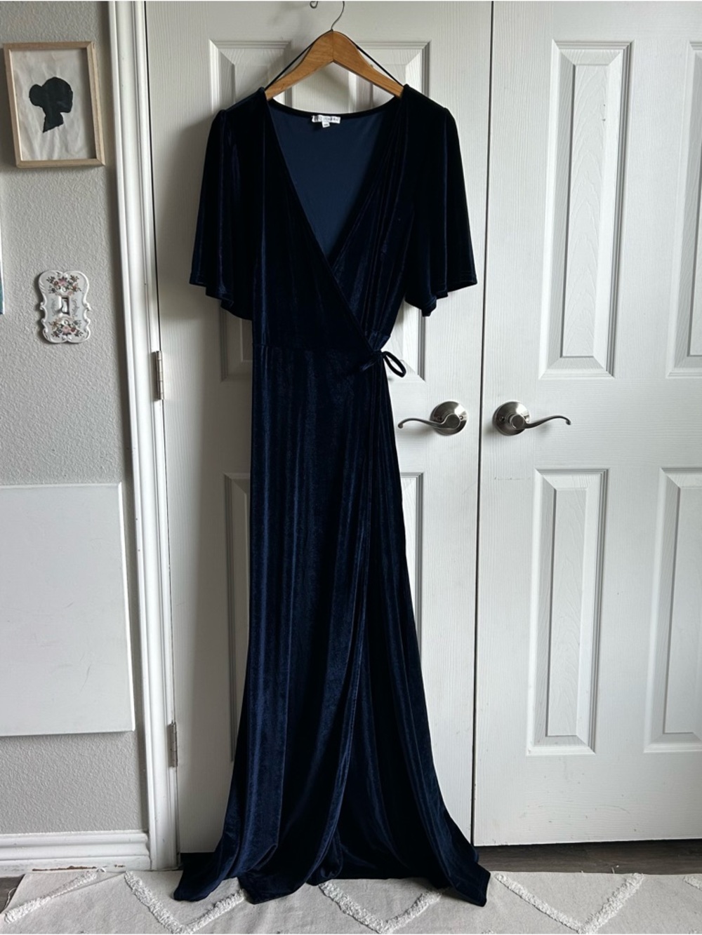 Baltic Born velvet blue long sleeve maxi wrap dress whimsygoth indie
